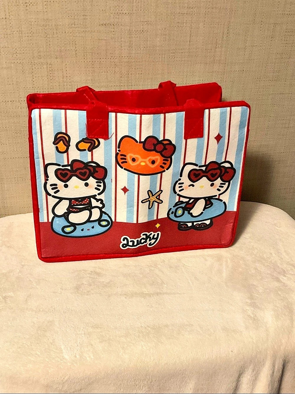 Sanrio Red & Blue Striped Tote Bag